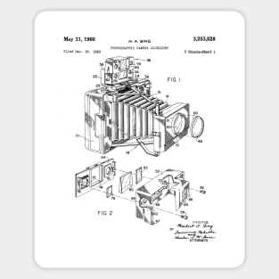 Vintage Camera Patent - Photographer Camera Art - Black And White Sticker